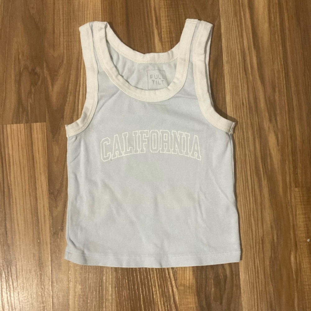 Full Tilt White and Light Blue Tank Top
